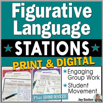 Preview of Figurative Language STATIONS - Group Activities - Print & DIGITAL