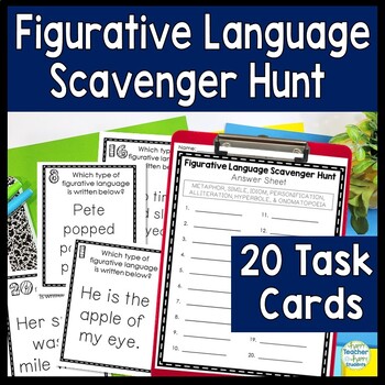 Preview of Figurative Language Scavenger Hunt: 20 Figurative Language Task Cards