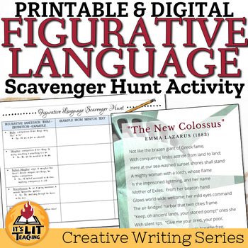Preview of Figurative Language Scavenger Hunt Activity | Printable & Digital