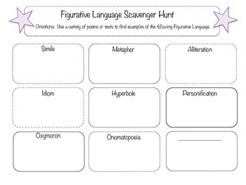 Figurative Language Scavenger Hunt Common Core Aligned Tpt