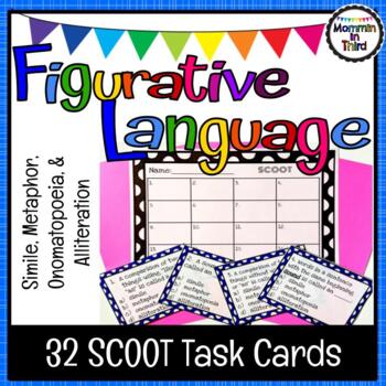 Preview of Figurative Language Scoot Task Cards Activity l Test Prep Game l Full Version
