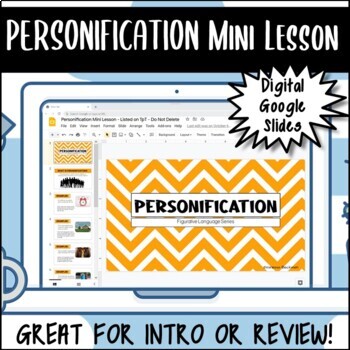Preview of Figurative Language Series: PERSONIFICATION PowerPoint/Google Slides Mini Lesson