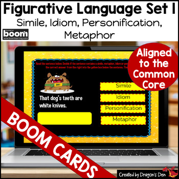 Preview of Figurative Language Set 1 (Simile, Idiom, Personification, Metaphor) Boom Cards