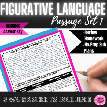 Preview of Figurative Language Short Passage | Set 1 | Close Reading | ELA Writing Activity
