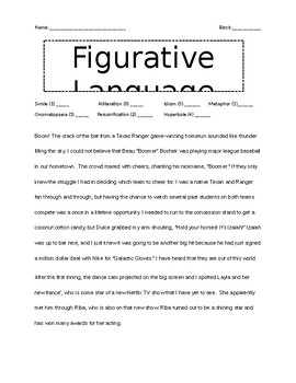 Preview of Figurative Language Short Story