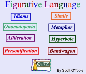 Preview of Figurative Language Smartboard Language Arts Lesson