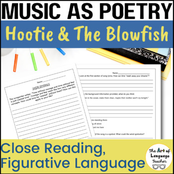 Preview of National Poetry Month Song Lyrics Middle School Activity Music as Poetry Lesson