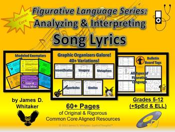 Preview of Figurative Language Song Lyrics Analyzing and Interpreting Common Core