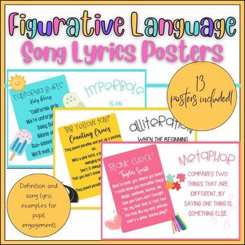 Preview of Figurative Language Song Lyrics Posters