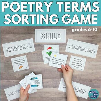 Preview of Poetry Terms Sorting Game - Poetic Devices and Figurative Language Activity
