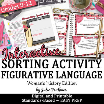 Preview of Figurative Language Sorting Game for Women's History Month, Printable & Digital