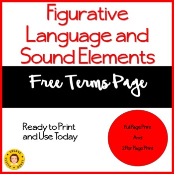 Preview of Figurative Language and Sound Elements Terms Page for Journal