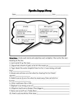 Preview of Figurative Language Starter Warm Up