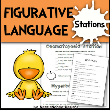Preview of Printable Worksheets for Five Figurative Language Stations -- Great for Centers