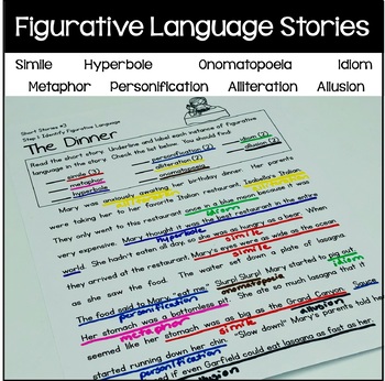 Preview of Figurative Language Stories - Close Reading - Grades 4-8