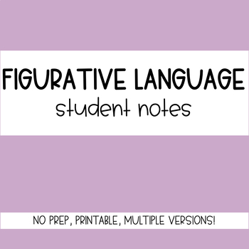 Preview of Figurative Language Student Notes