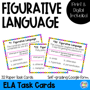 Preview of Figurative Language Task Cards | Print and Google Classroom