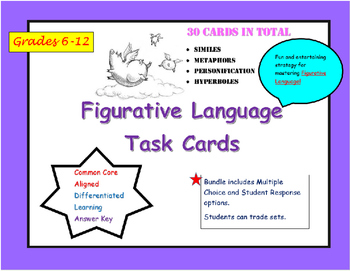 Preview of Figurative Language Task Cards- A Metamorphosis via Flash Cards