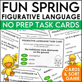 Preview of Figurative Language Task Cards & Sort Activity for Similes, Metaphors, & Idioms
