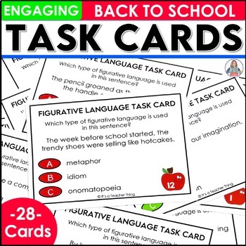 Preview of Figurative Language Task Cards - Back to School Activity