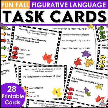 Preview of Figurative Language Task Cards - Fall Figurative Language Activity