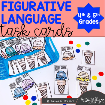 Preview of Figurative Language Task Cards | Metaphors, Similes, Idioms, Personification