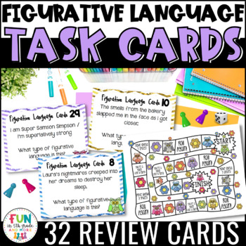 Preview of Figurative Language Task Cards & Game {Similes, Metaphors, Alliteration & MORE!}