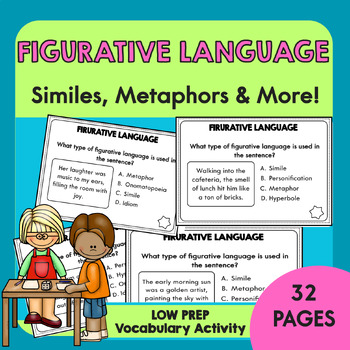 Preview of Figurative Language Task Cards - Simile, Metaphor, Personification, & MORE!