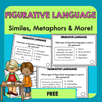 Preview of Figurative Language Task Cards - Simile, Metaphor, Personification, & MORE!