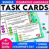 Figurative Language Task Cards Bundle - Winter, Valentine'