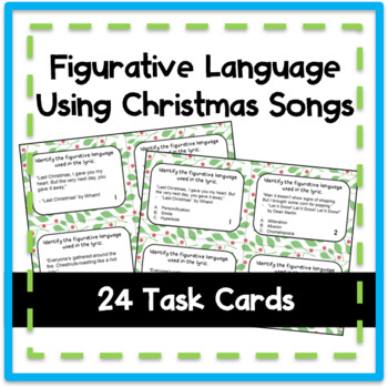 Preview of Figurative Language Task Cards Using Christmas Songs