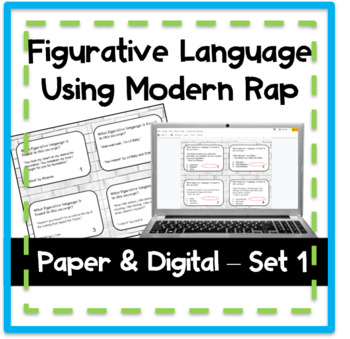 Preview of Figurative Language Task Cards Using Modern Rap Songs Paper and Digital