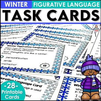 Preview of Figurative Language Task Cards - Winter Figurative Language Activity