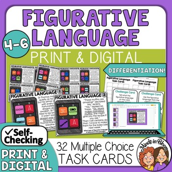 Preview of Figurative Language Task Cards Multiple Choice Figurative Language Anchor Charts