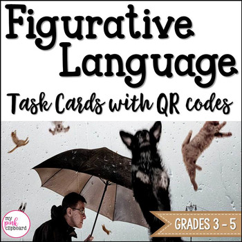 Preview of Figurative Language Task Cards with QR Codes Common Core Aligned Grades 3 to 5