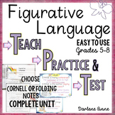 Figurative Language PowerPoint, Notes, Worksheets & Test D