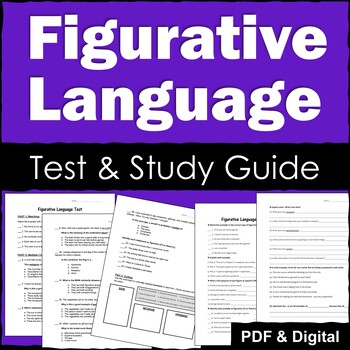 Preview of Figurative Language Assessment & Review Worksheets - PDF & Digital