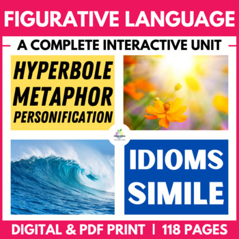 Preview of Figurative Language Activities | Similes, Metaphors, Idioms, Hyperbole | Digital