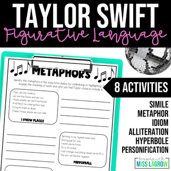 Preview of Figurative Language Poetry Using Taylor Swift Pop Song Lyrics