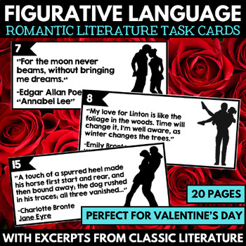 Preview of Figurative Language Valentine's Day - Figurative Language Task Cards Activity