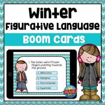 Preview of Figurative Language Winter Boom Cards | Distance Learning