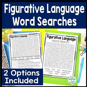 Preview of Figurative Language Word Search | 2 Difficulty Levels | Figurative Language Fun
