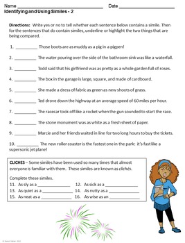 worksheets 4-5 math grade for by Worksheet Imagery Classroom Figurative Set and Language