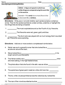 4-5 worksheets math grade for Set Language Imagery Classroom Worksheet and by Figurative