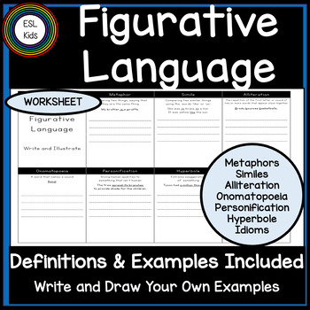 Preview of Figurative Language Worksheet with Examples