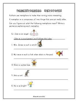 Figurative Language Worksheets by Tools for Teachers by Laurah J