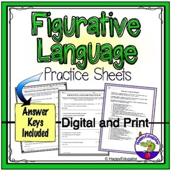 Figurative Language Worksheets - Similes, Metaphors, Idioms and Easel