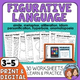 Figurative Language Worksheets and Google Slides - Idiom, Simile, Hyperbole etc