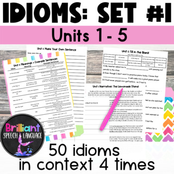 Preview of Idioms Worksheets in Context with Paragraphs and Stories