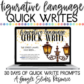 Preview of Figurative Language Writing Prompts - Using Similes, Metaphors, & More!